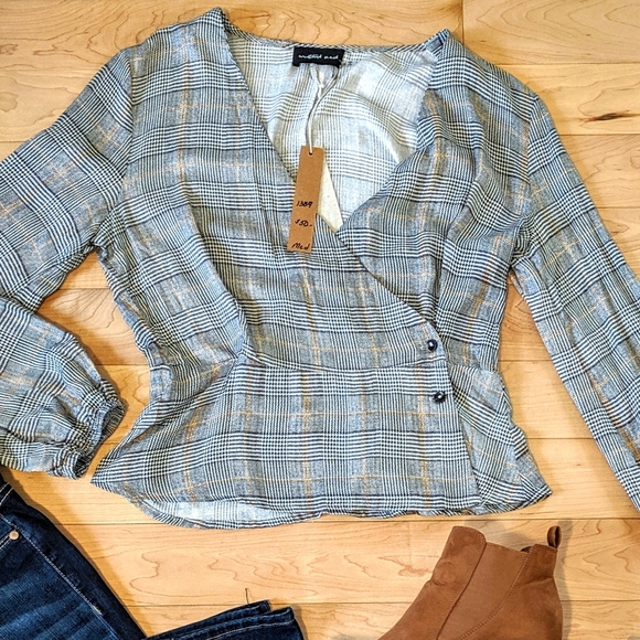 Mustard Seed Tops - MUSTARD SEED - NWT Plaid Peplum Blouse